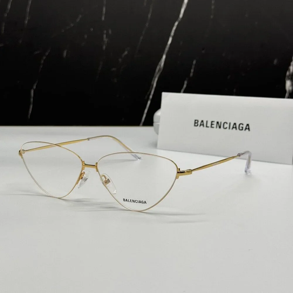 NEW BALENCIAGA BB0015O 003 CAT EYE GOLD WOMEN EYEGLASSES BALENCIAGA